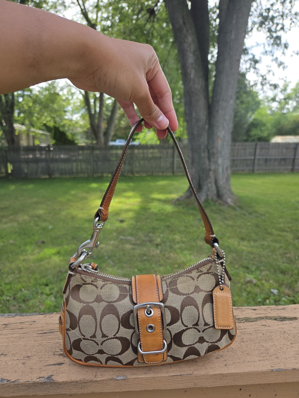 Coach Vintage Y2K Mini Demi Buckle Brown Leather Trim #6362